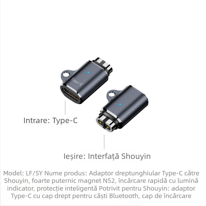 Cablu magnetic de încărcare pentru căști Bluetooth cu conductivitate osoasă (interfață USB-A/ USB-C; compatibil cu Shaoyin AS800/S803/S810; model Bsw-AS800; marcă Besivo/Baisiwo)