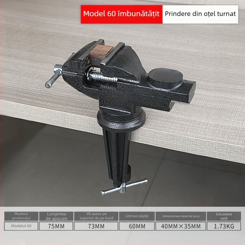 Oudisi mini vise de birou – universal, multifuncțional, rotire de 360°, greutate 1,93 kg