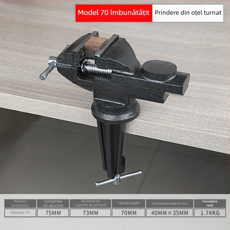 Oudisi mini vise de birou – universal, multifuncțional, rotire de 360°, greutate 1,93 kg