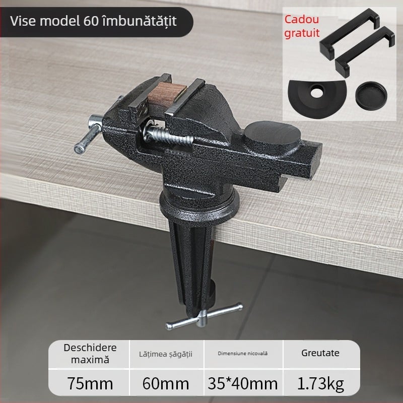 Oudisi mini vise de birou – universal, multifuncțional, rotire de 360°, greutate 1,93 kg