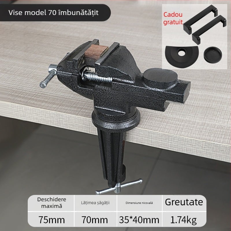 Oudisi mini vise de birou – universal, multifuncțional, rotire de 360°, greutate 1,93 kg