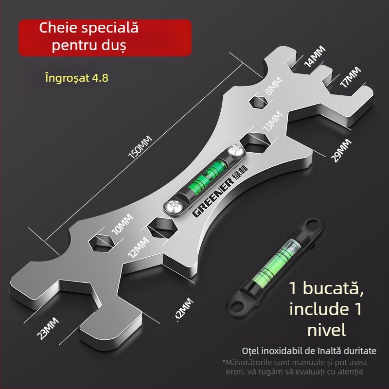 Greener cheie multifuncțională pentru baie și duș – oțel inoxidabil