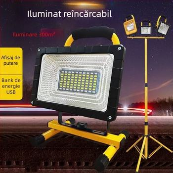 Lumină de camping de urgență, design rucsac pliabil, 50-300W, 48 LED, IP54