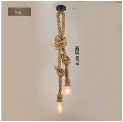 Candelabru din sfoară de cânepă, lampă LED suspendată, 220V, zonă de iluminare 5–10 m²