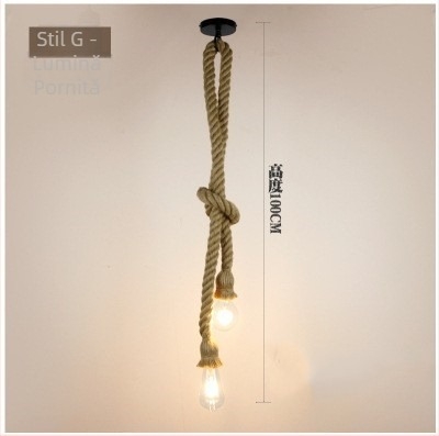 Candelabru din sfoară de cânepă, lampă LED suspendată, 220V, zonă de iluminare 5–10 m²