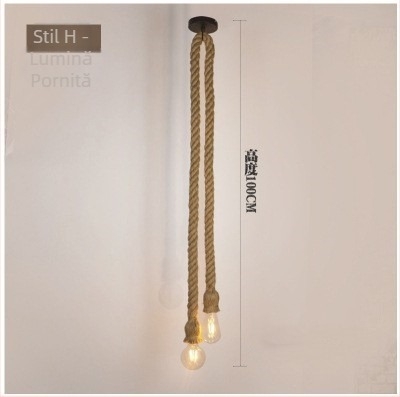 Candelabru din sfoară de cânepă, lampă LED suspendată, 220V, zonă de iluminare 5–10 m²