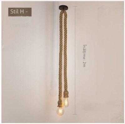 Candelabru din sfoară de cânepă, lampă LED suspendată, 220V, zonă de iluminare 5–10 m²