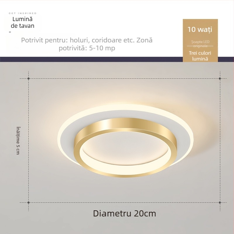 Plafonier LED Nordic pentru coridor și antreu, corp din fier, abajur din acril, acoperire 5–10 m²