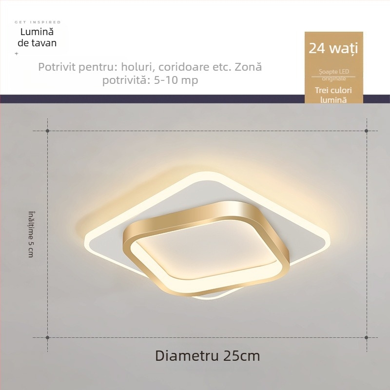 Plafonier LED Nordic pentru coridor și antreu, corp din fier, abajur din acril, acoperire 5–10 m²