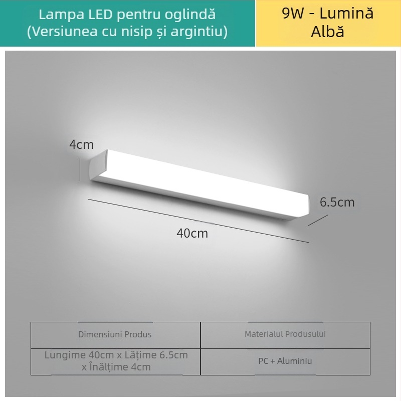 Lampa LED pentru oglinda de baie, stil modern minimalist, LED 111–240V cu transformator electronic, nivel de economisire a energiei 6