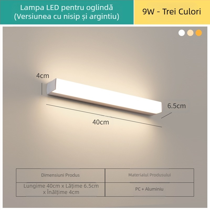 Lampa LED pentru oglinda de baie, stil modern minimalist, LED 111–240V cu transformator electronic, nivel de economisire a energiei 6