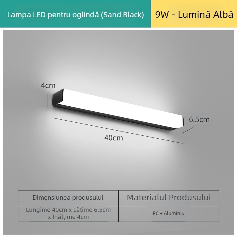 Lampa LED pentru oglinda de baie, stil modern minimalist, LED 111–240V cu transformator electronic, nivel de economisire a energiei 6