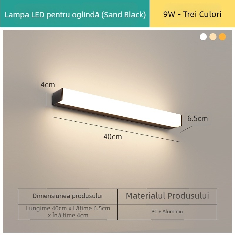 Lampa LED pentru oglinda de baie, stil modern minimalist, LED 111–240V cu transformator electronic, nivel de economisire a energiei 6
