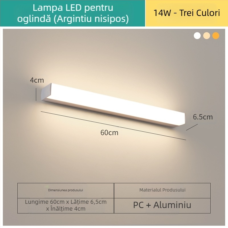 Lampa LED pentru oglinda de baie, stil modern minimalist, LED 111–240V cu transformator electronic, nivel de economisire a energiei 6