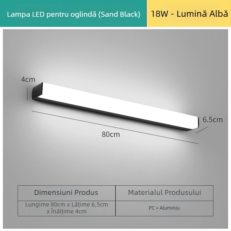 Lampa LED pentru oglinda de baie, stil modern minimalist, LED 111–240V cu transformator electronic, nivel de economisire a energiei 6