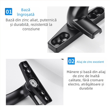 Mâner de fereastră – design modern minimalist, modelul 050, material: aliaj de zinc