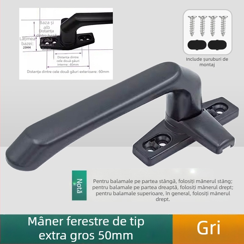 Mâner de fereastră – design modern minimalist, modelul 050, material: aliaj de zinc