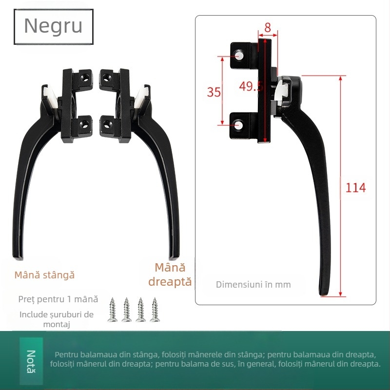 Mâner de fereastră – design modern minimalist, modelul 050, material: aliaj de zinc