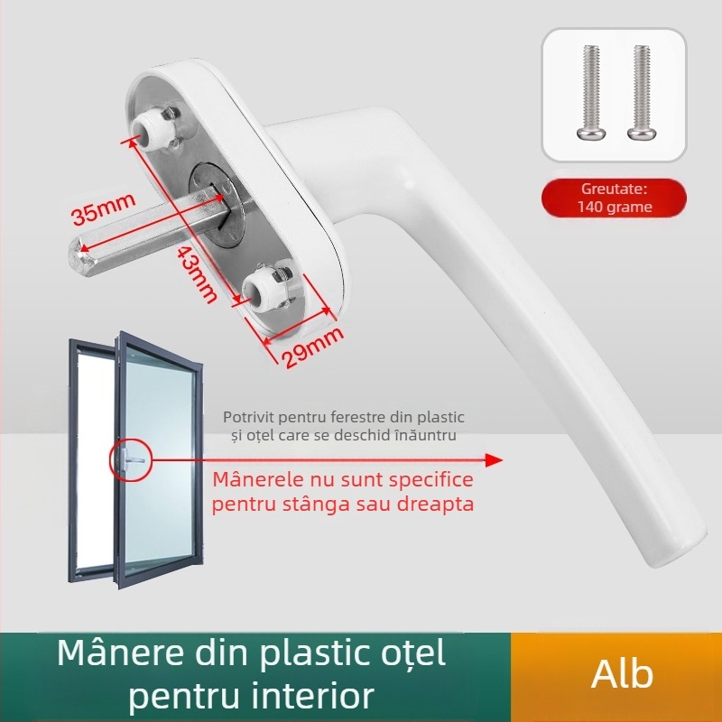 Mâner de fereastră – design modern minimalist, modelul 050, material: aliaj de zinc