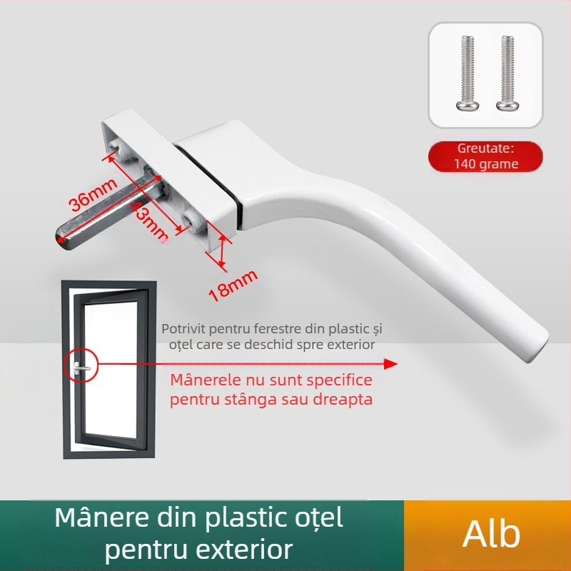 Mâner de fereastră – design modern minimalist, modelul 050, material: aliaj de zinc