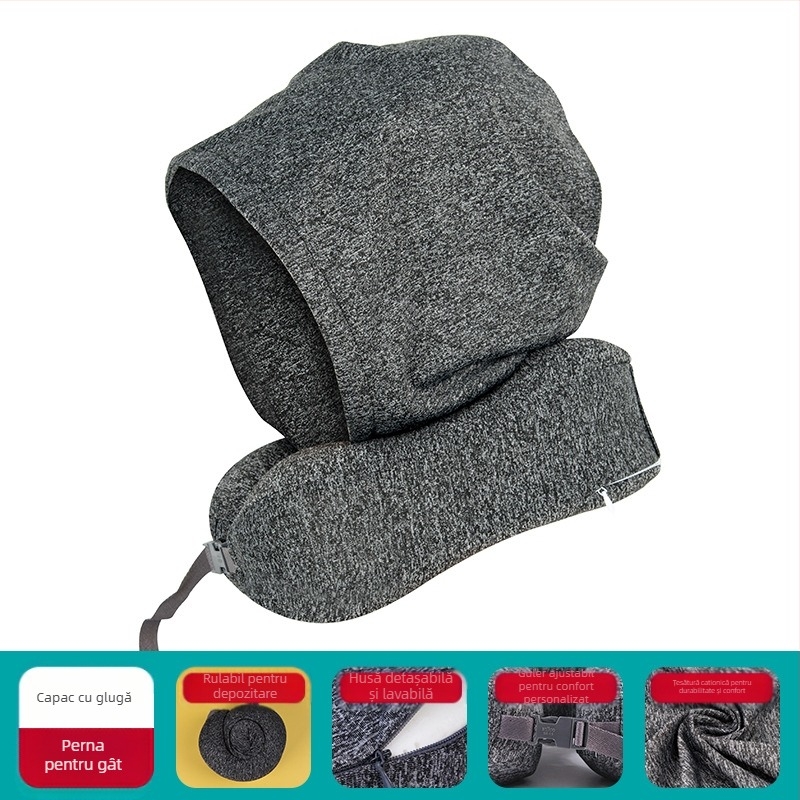 Perne de călătorie în formă de U: spumă cu memorie; glugă; husă detașabilă; țesătură cationică; stil modern minimalist; greutate ≤0.5 kg