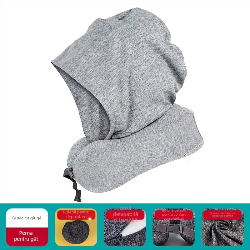 Perne de călătorie în formă de U: spumă cu memorie; glugă; husă detașabilă; țesătură cationică; stil modern minimalist; greutate ≤0.5 kg