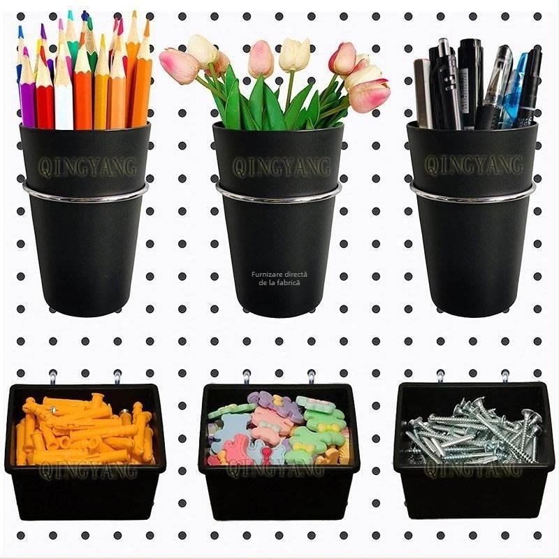 Cuier pegboard pentru birou – organizator universal de unelte, compatibil cu plăci cu găuri circulare, distanța dintre găuri 2,5 cm, două opțiuni de montaj