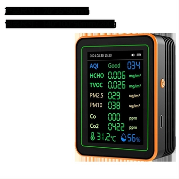 Monitor de calitate a aerului 15-in-1: CO2, PM2.5, TVOC, formaldehidă, temperatură şi umiditate, model ZN-MT22, interval CO2 400-5000 ppm, precizie 1 ppm, DC 3.7V