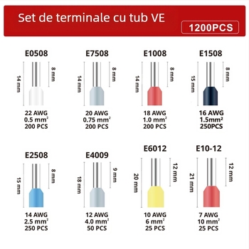 SANJIANG Clește pentru terminale tubulare cu ratchet – design economisire efort, 45# oțel, 670 g