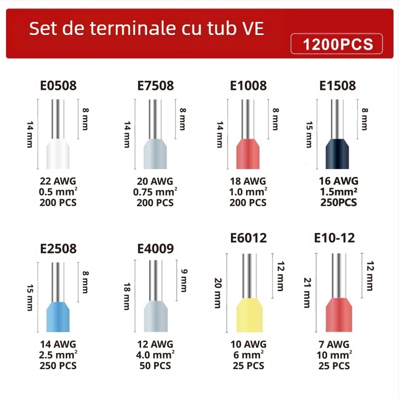 SANJIANG Clește pentru terminale tubulare cu ratchet – design economisire efort, 45# oțel, 670 g