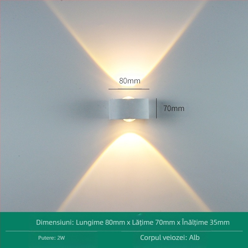 Lampa de perete LED rezistentă la apă, cu capete duble, fascicul sus-jos, 6 LED-uri, carcasă din aluminiu, IP65, 85-265V, CRI 90