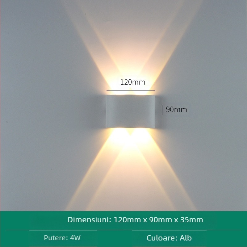 Lampa de perete LED rezistentă la apă, cu capete duble, fascicul sus-jos, 6 LED-uri, carcasă din aluminiu, IP65, 85-265V, CRI 90
