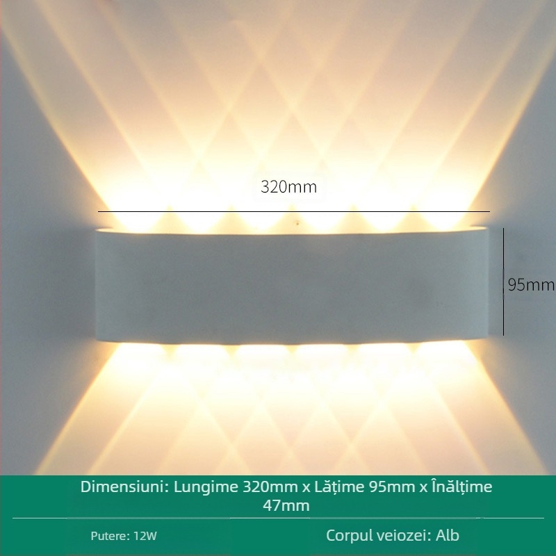 Lampa de perete LED rezistentă la apă, cu capete duble, fascicul sus-jos, 6 LED-uri, carcasă din aluminiu, IP65, 85-265V, CRI 90