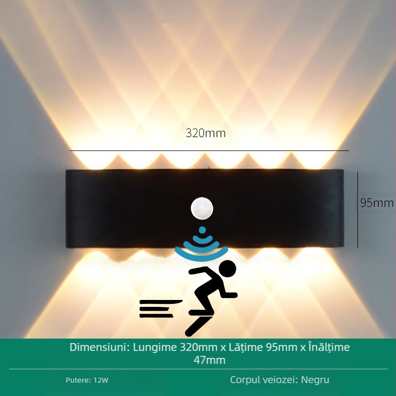 Lampa de perete LED rezistentă la apă, cu capete duble, fascicul sus-jos, 6 LED-uri, carcasă din aluminiu, IP65, 85-265V, CRI 90