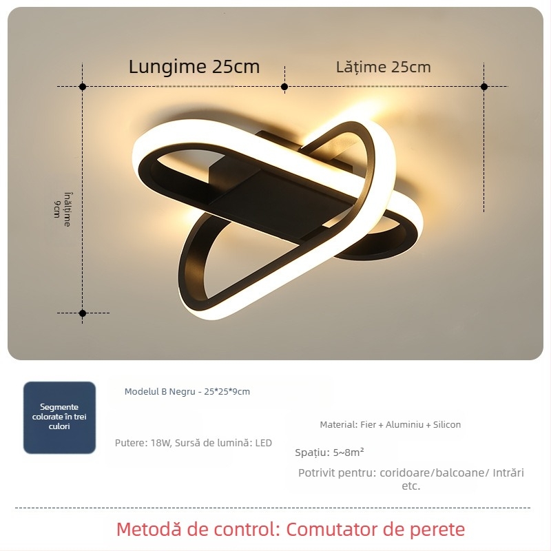 Lampă de plafon în stil Nordic cu LED, 220V, potrivită pentru holuri și intrări, corp din fier, abajur ABS.