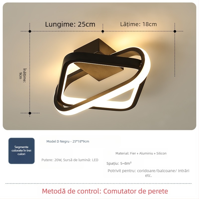 Lampă de plafon în stil Nordic cu LED, 220V, potrivită pentru holuri și intrări, corp din fier, abajur ABS.