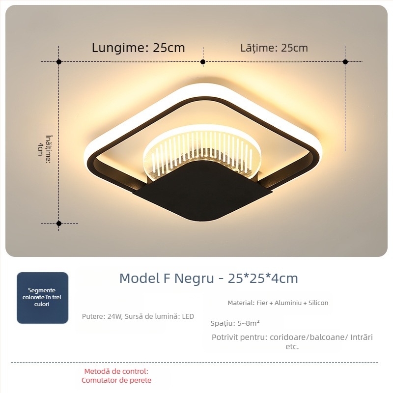 Lampă de plafon în stil Nordic cu LED, 220V, potrivită pentru holuri și intrări, corp din fier, abajur ABS.
