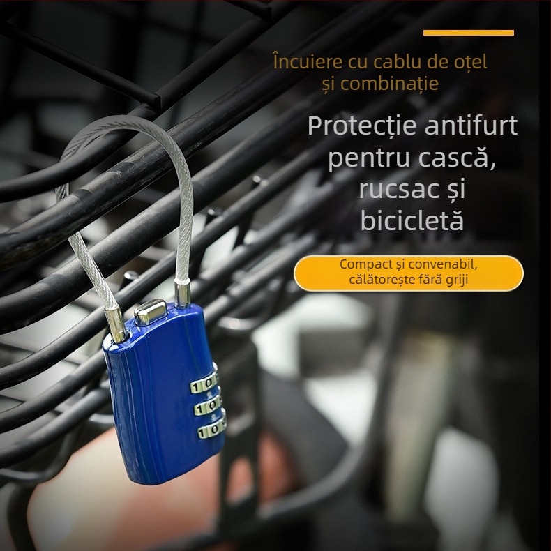 Lacăt cu cifru pentru bagaje și dulapuri, aliaj de zinc, model XC-0141, tip cifru numeric, grosimea tijă de încuietoare 3 mm, distanța între tijele 5,3 mm