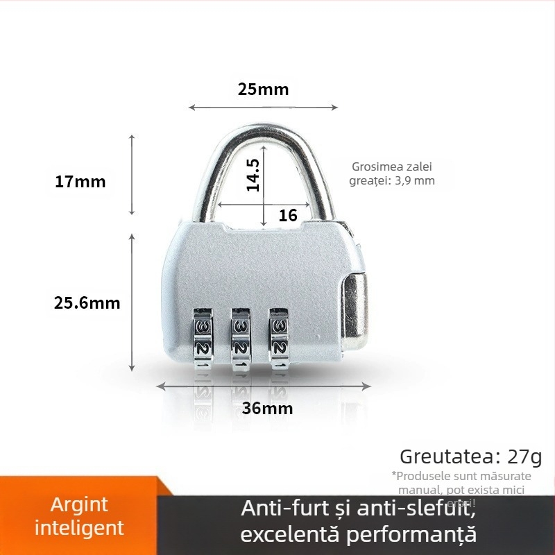 Lacăt de uz casnic Shouli – model Padlock, material oțel aliat, stil modern minimalist