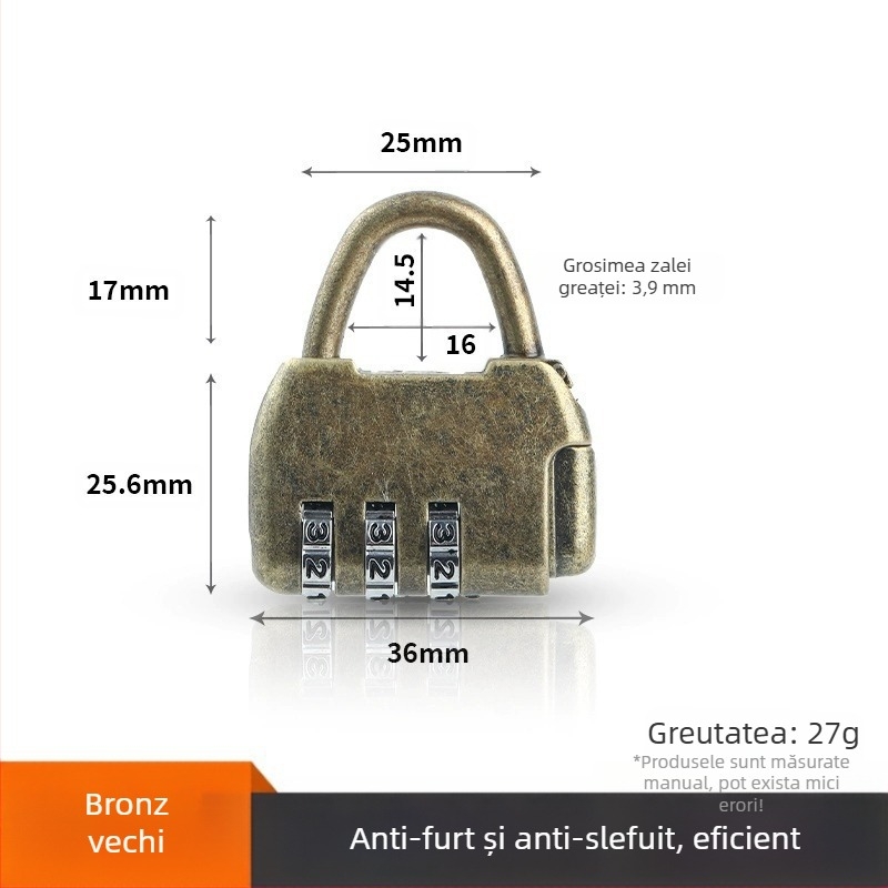 Lacăt de uz casnic Shouli – model Padlock, material oțel aliat, stil modern minimalist