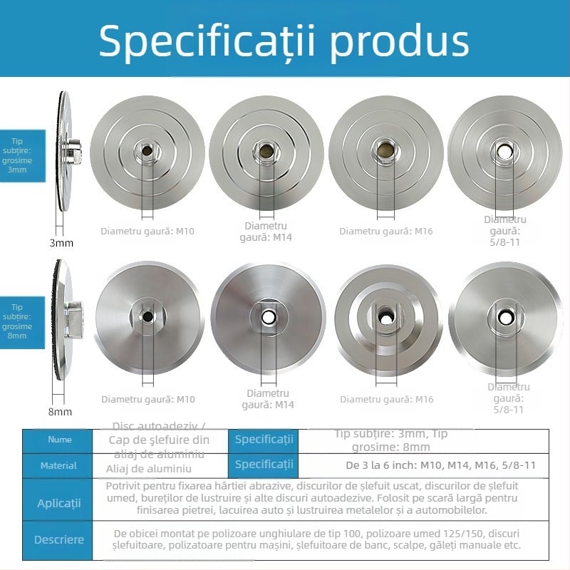 Disc adeziv din aliaj de aluminiu; material: aliaj de aluminiu; abraziv: aliaj de aluminiu, țesătură cu cataramă, clei universal; duritate: super dur