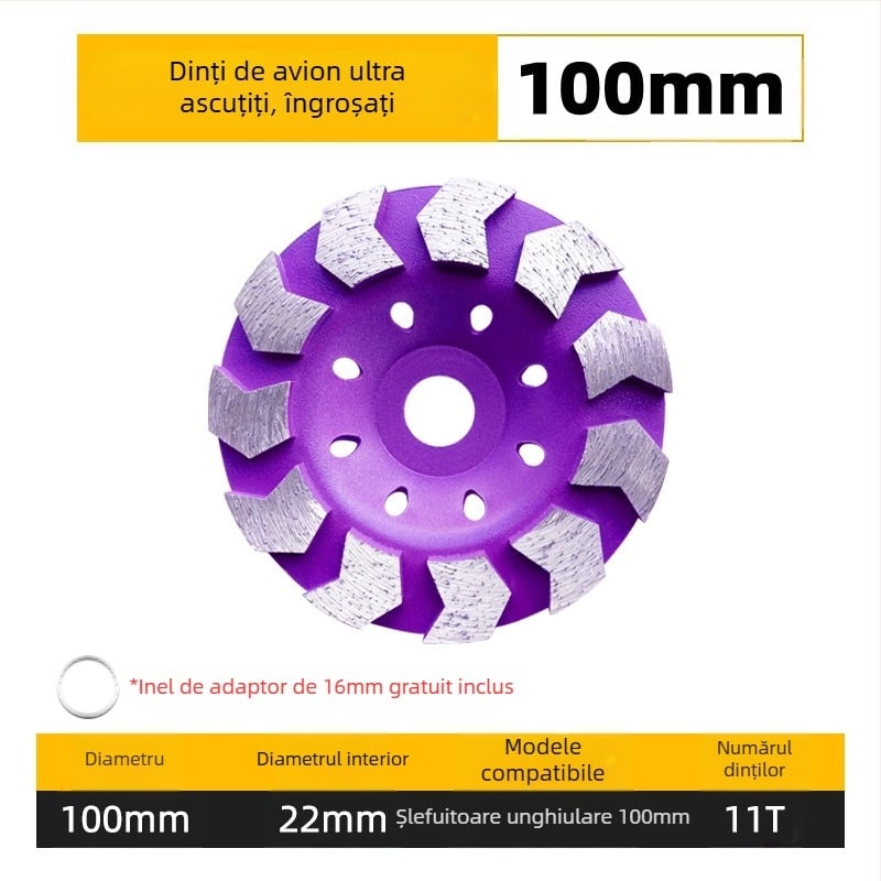 Disc diamant pentru polizor unghiular, cu placă nano