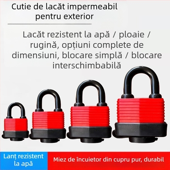 Lacăt impermeabil cu carcasă – model reglabil; corp din fier, nucleu din cupru; Xi Bao; potrivit pentru dulapuri, uși în cămine, ferestre anti-efracție, compartimente pentru camioane