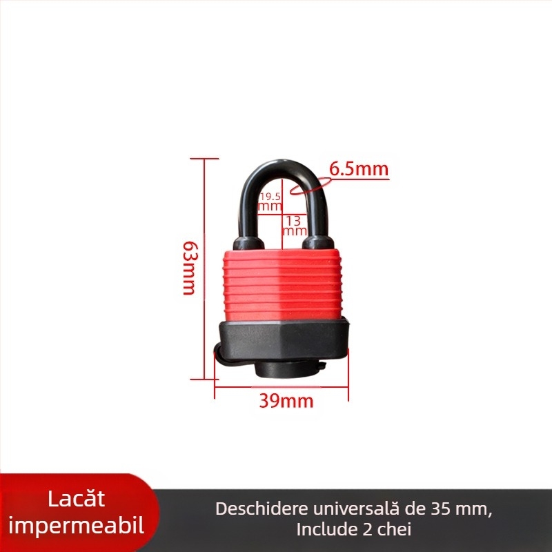 Lacăt impermeabil cu carcasă – model reglabil; corp din fier, nucleu din cupru; Xi Bao; potrivit pentru dulapuri, uși în cămine, ferestre anti-efracție, compartimente pentru camioane