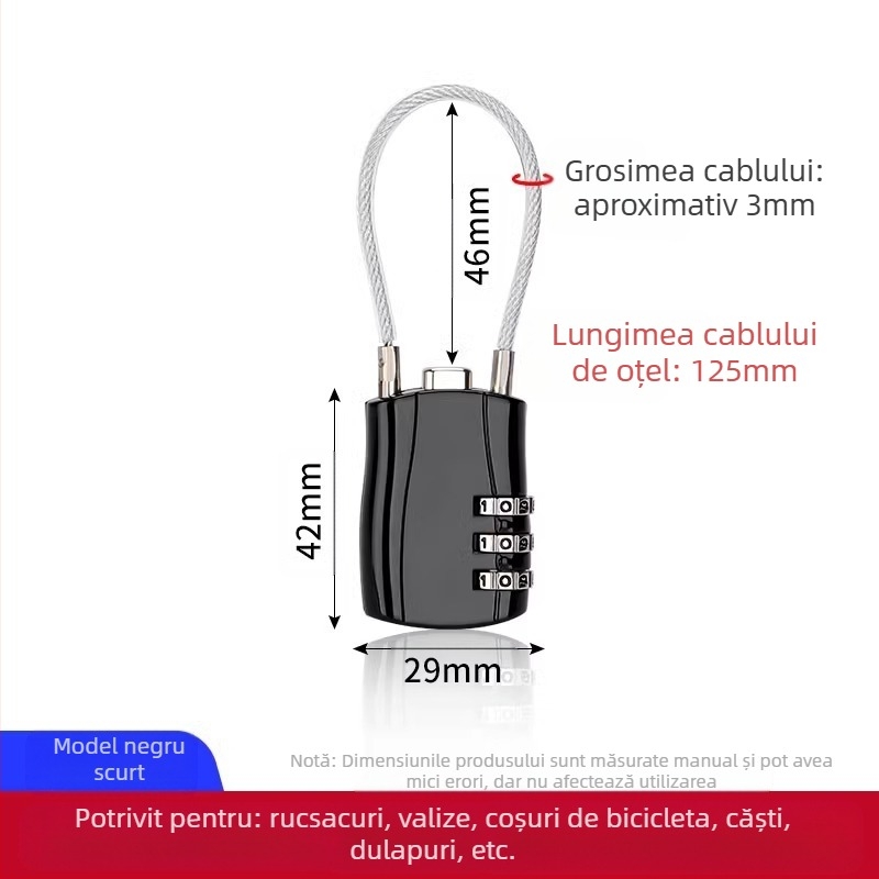 Lacăt cu cod – cablu din oțel, metal, impermeabil, rezistent la rugină