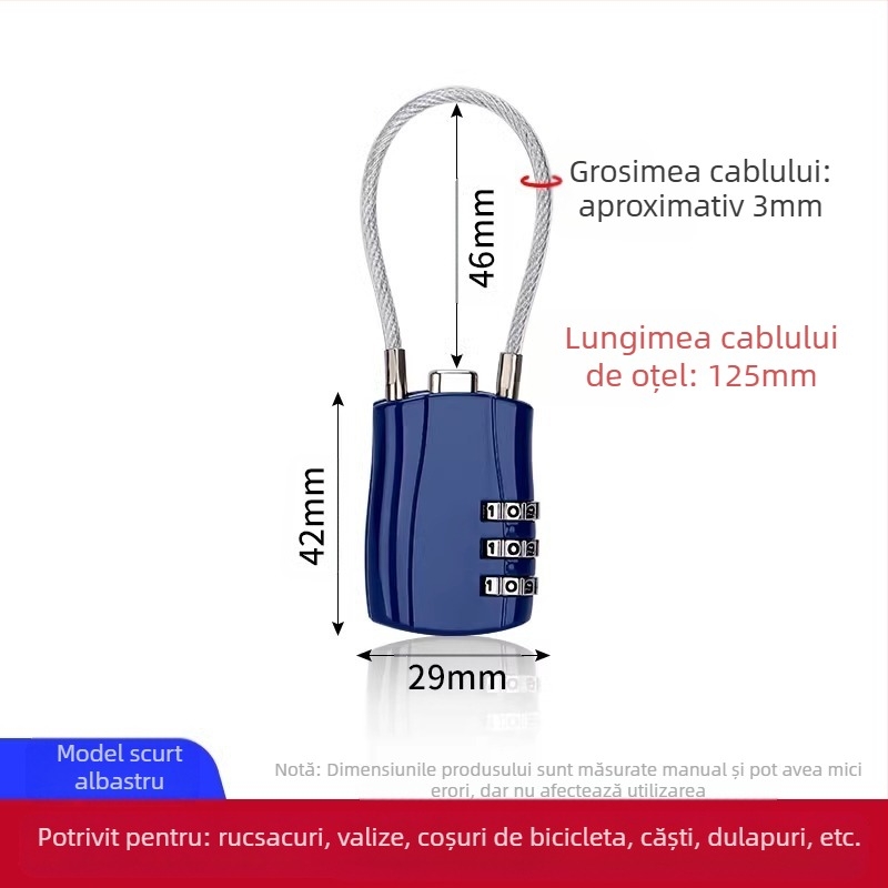 Lacăt cu cod – cablu din oțel, metal, impermeabil, rezistent la rugină