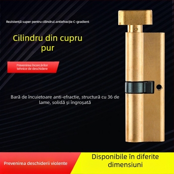 cilindru încuietoare PH-668, construcție din aliaj de cupru/zinc/aluminiu, Brand Flat Ring, pentru uși interioare, stil modern minimalist