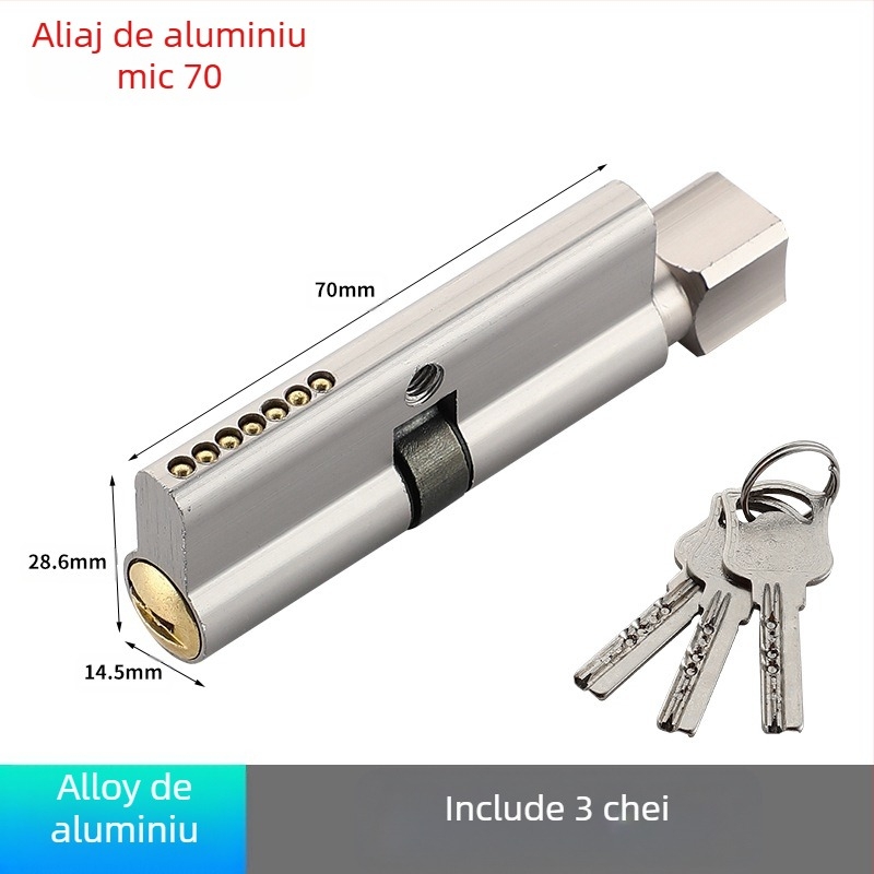 cilindru încuietoare PH-668, construcție din aliaj de cupru/zinc/aluminiu, Brand Flat Ring, pentru uși interioare, stil modern minimalist