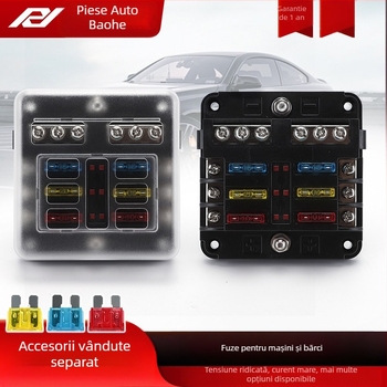 Baohe cutie de siguranțe cu 6 canale, independentă, cu polii pozitivi și negativi, pentru mașini, RV, off-road, SUV, camioane și autobuze; divizor de alimentare