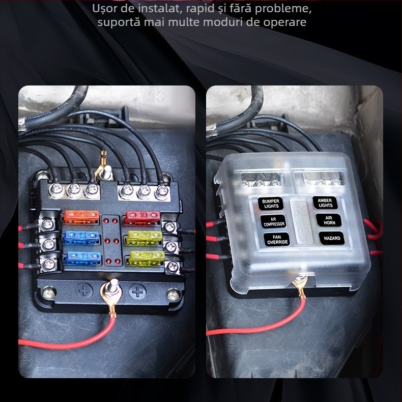 Baohe cutie de siguranțe cu 6 canale, independentă, cu polii pozitivi și negativi, pentru mașini, RV, off-road, SUV, camioane și autobuze; divizor de alimentare